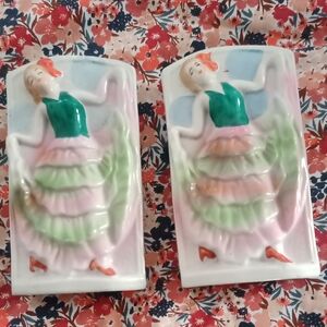 Vintage Flamenco Dancer Wall Pocket Set *Made In Japan*